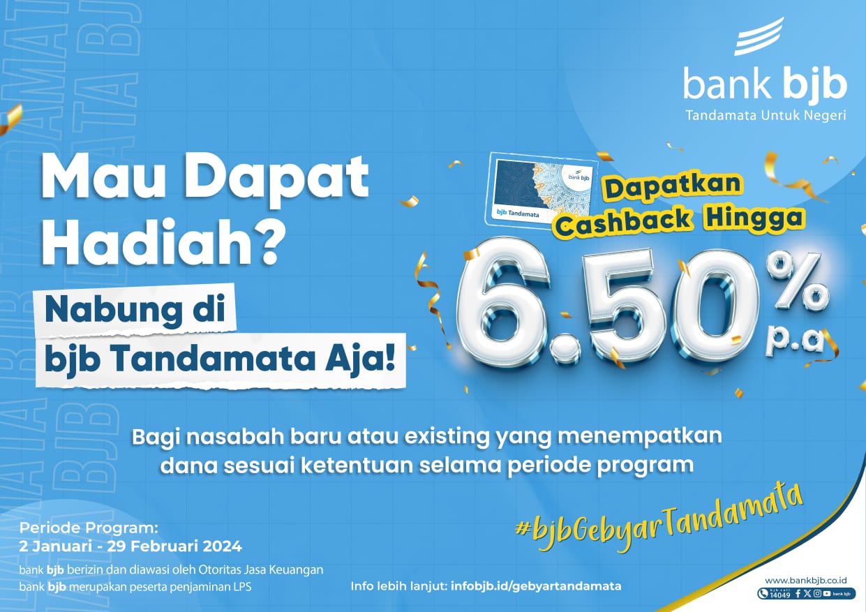 bank bjb Hadirkan Program Gebyar Tandamata, Dapatkan Cashback Hingga 6.50% 