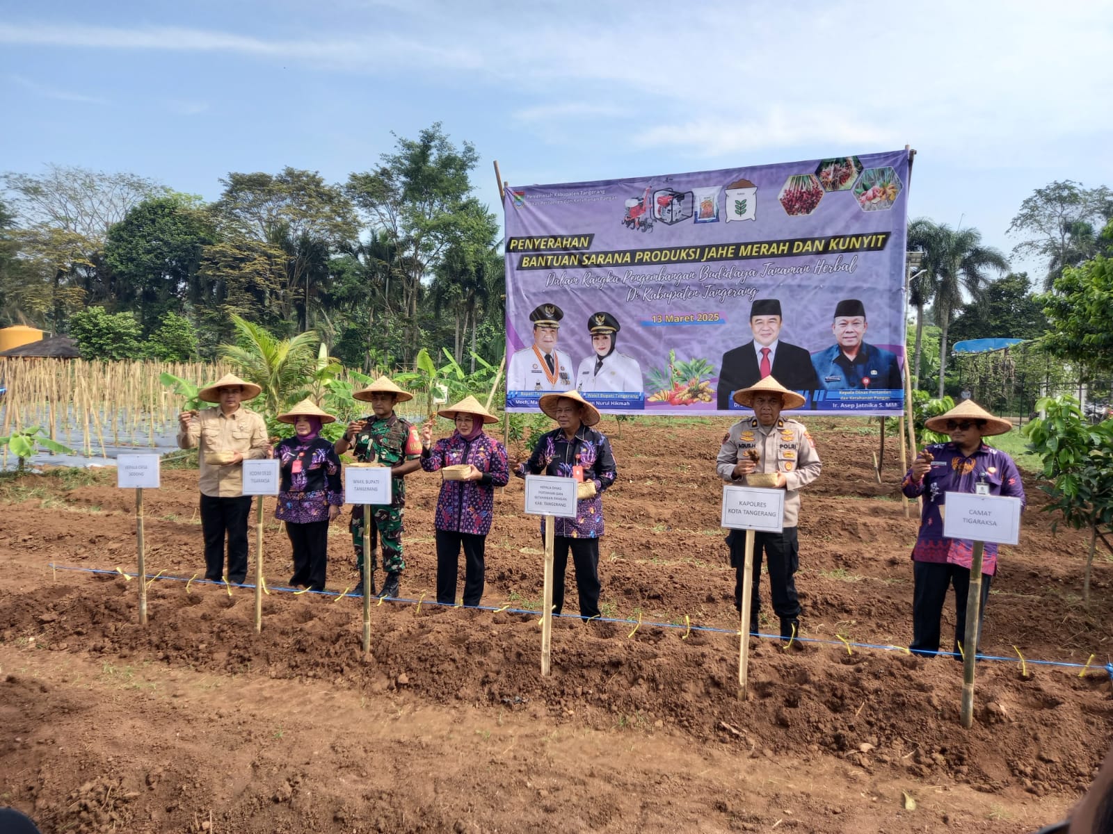 Wakil Bupati Serahkan Bantuan Sarana Produksi Kunyit dan Jahe ke 19 Poktan di Desa Sodong