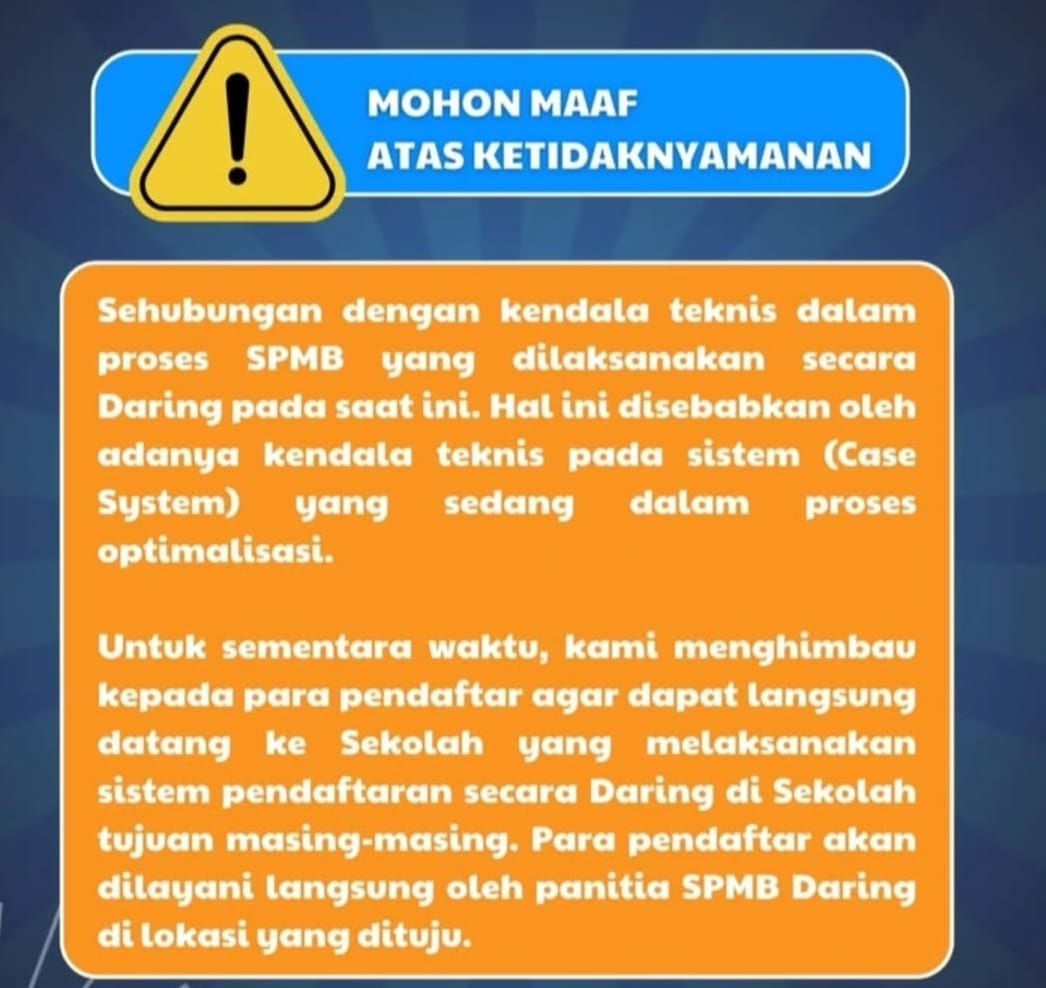 Website SPMB Error, Pendaftaran di Perpanjang Sampai 21 Juni