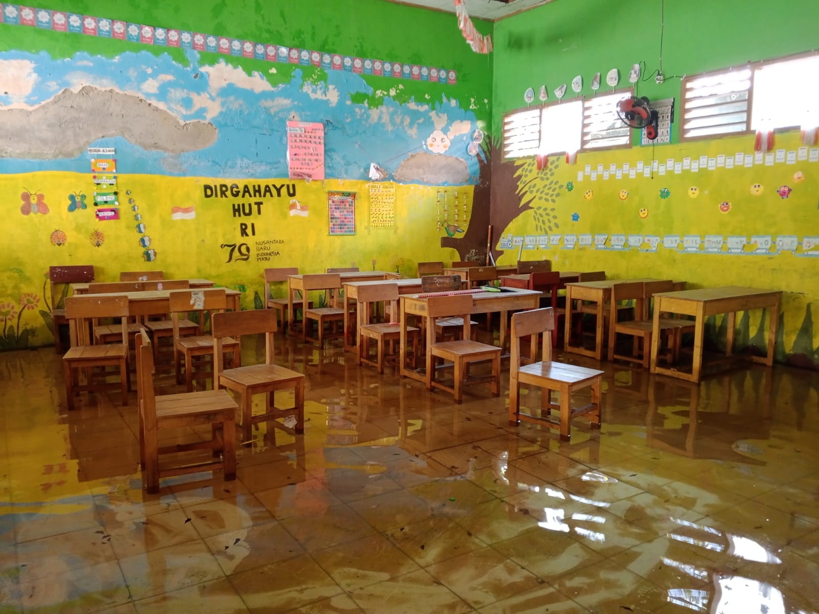 Banjir Belum Surut, KBM SDN Pamarican Masih Daring