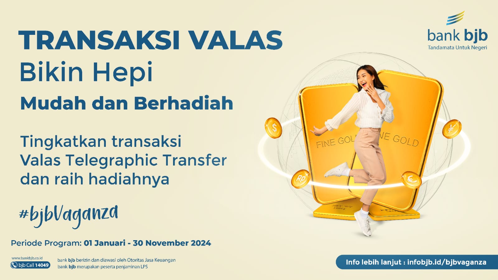 Hadiah Logam Mulia Bagi Nasabah yang Aktif Transaksi Valas Telegraphic Transfer (TT)  di bank bjb 