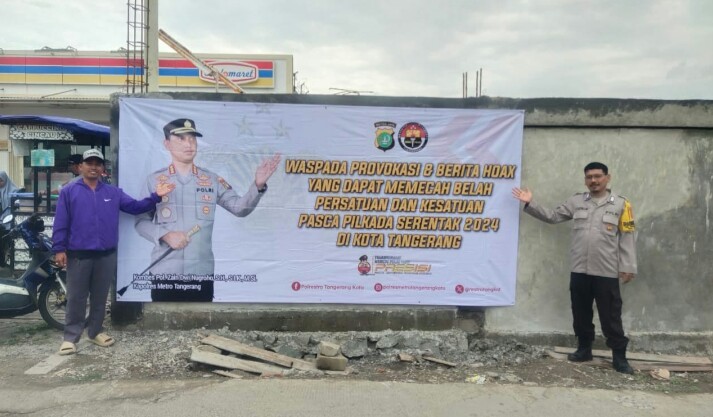 Polsek Pasang Spanduk Imbauan Kamtibmas