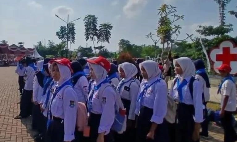 PMR SMPN 1 Kresek Ikut Apel HUT PMI ke 80