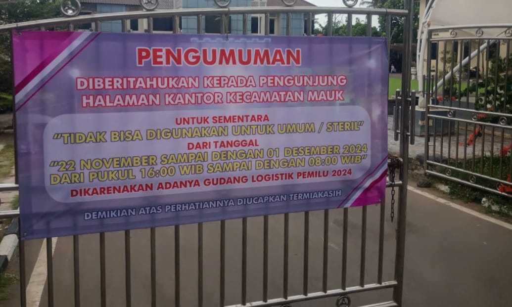 Halaman Kantor Kecamatan Mauk Ditutup Sementara untuk Umum