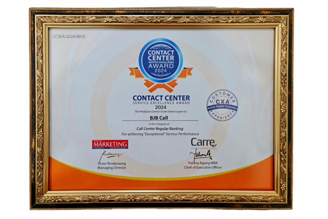 bank bjb Raih Penghargaan Contact Center Service Excellence Award (CCSEA) 2024