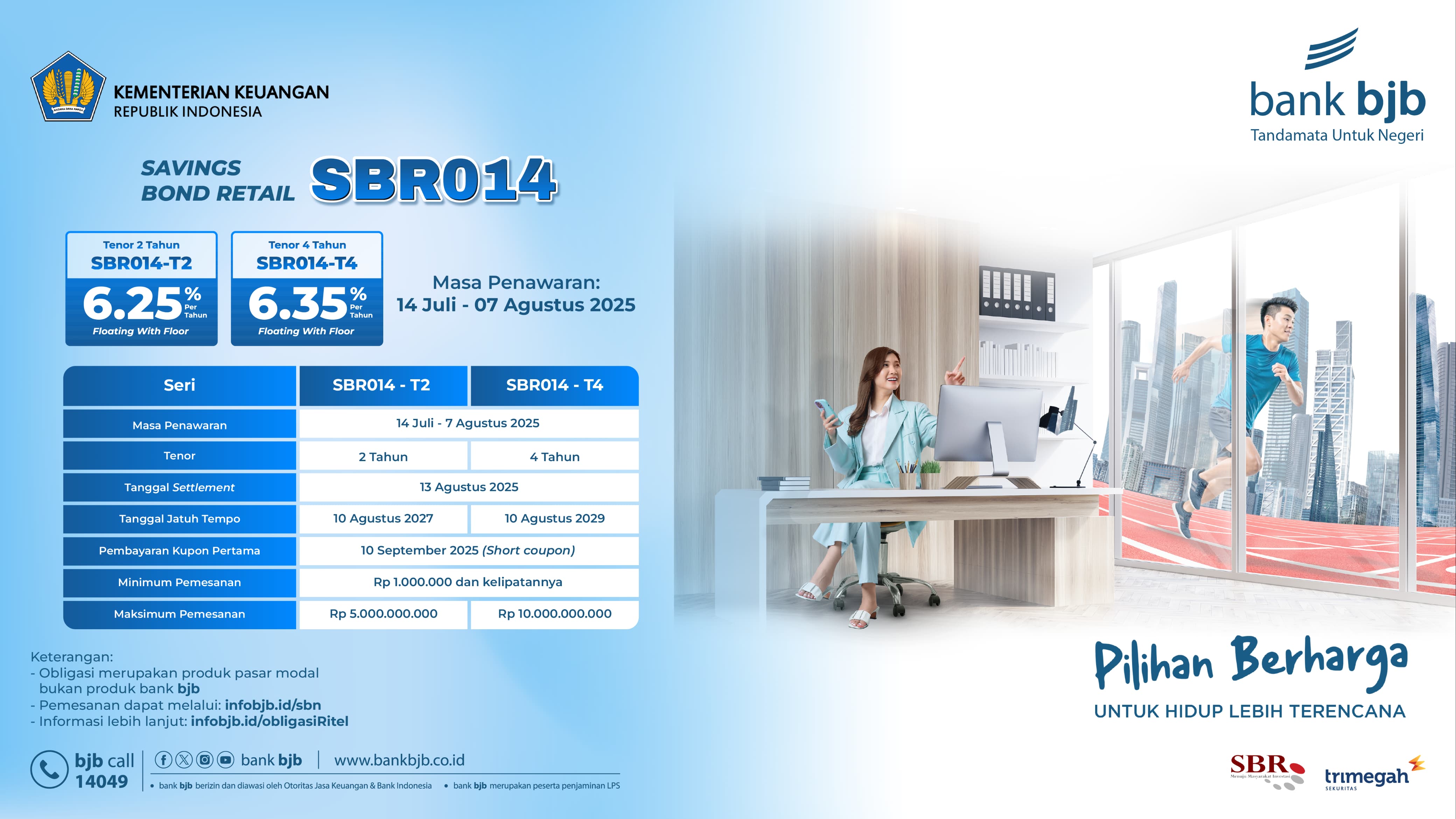 Tenang Hadapi Masa Depan, Investasi di SBN Ritel SBR014 Lewat bank bjb