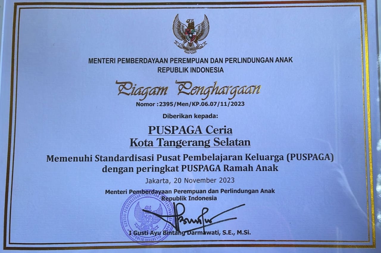 Puspaga di Tangerang Selatan Jadi Pilot Projek Dari Kementerian PPPA Sejak 2016