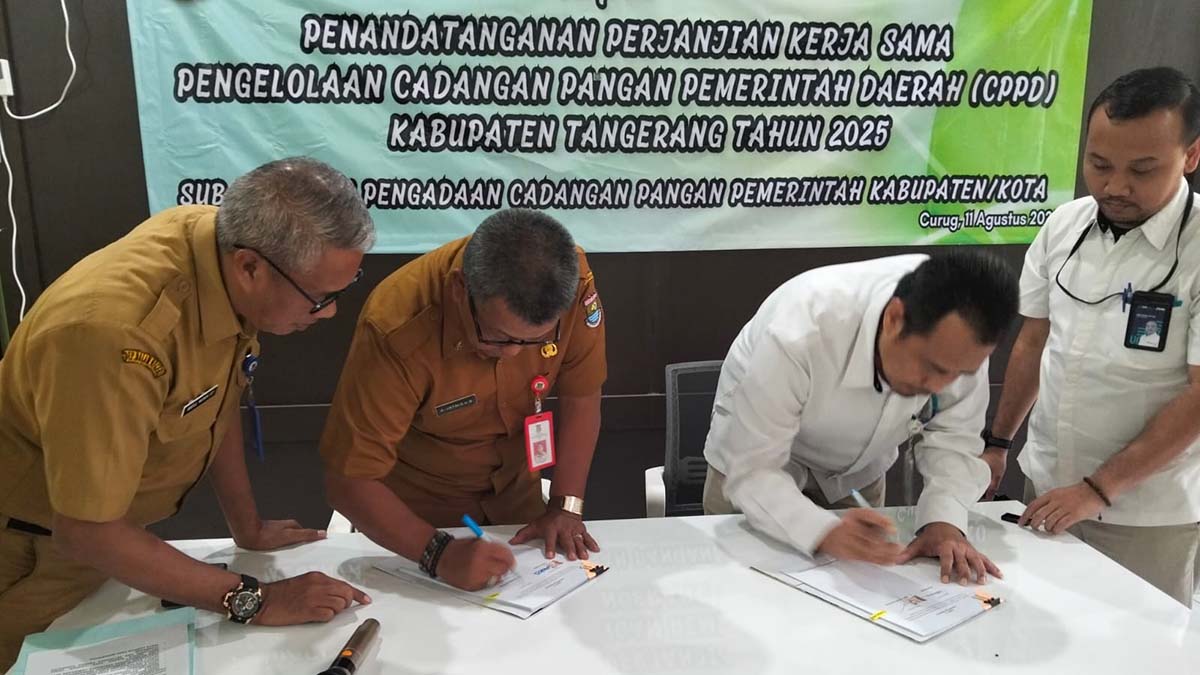 Cadangan Beras Pemkab Tangerang 391,70 Ton, DPKP dan Bulog Teken MoU Pengelolaan Cadangan Pangan