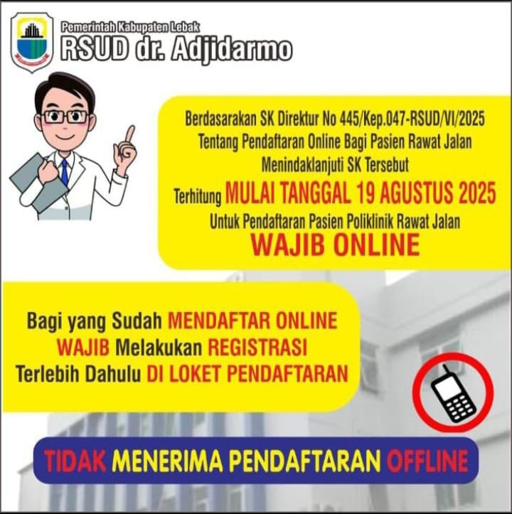 Pendaftaran Pasien RSUD Adjidarmo Rangkasbitung Diberlakukan Online