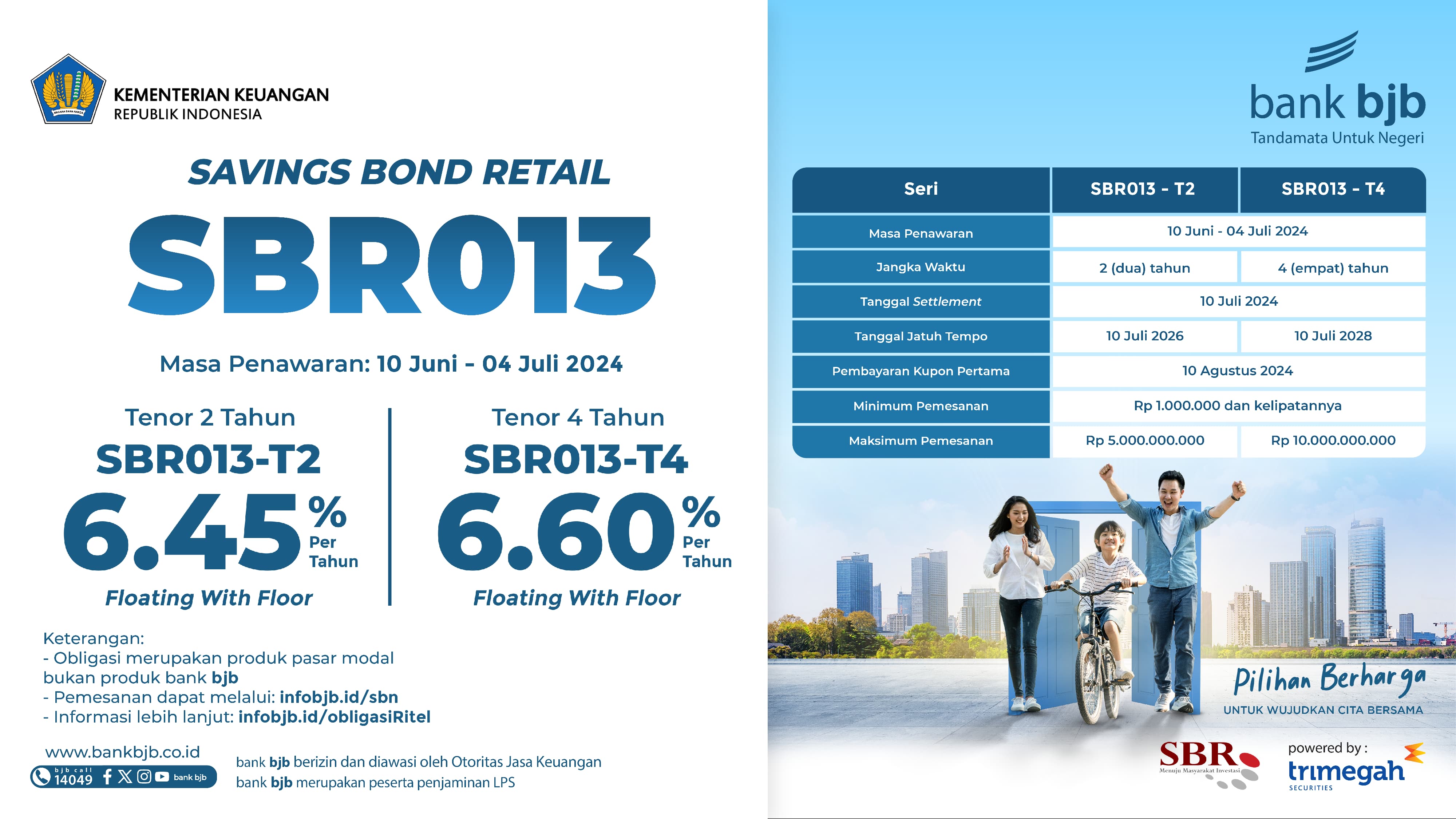 bank bjb Tawarkan Savings Bond Retail Seri SBR013 Dengan Kupon 6.60%