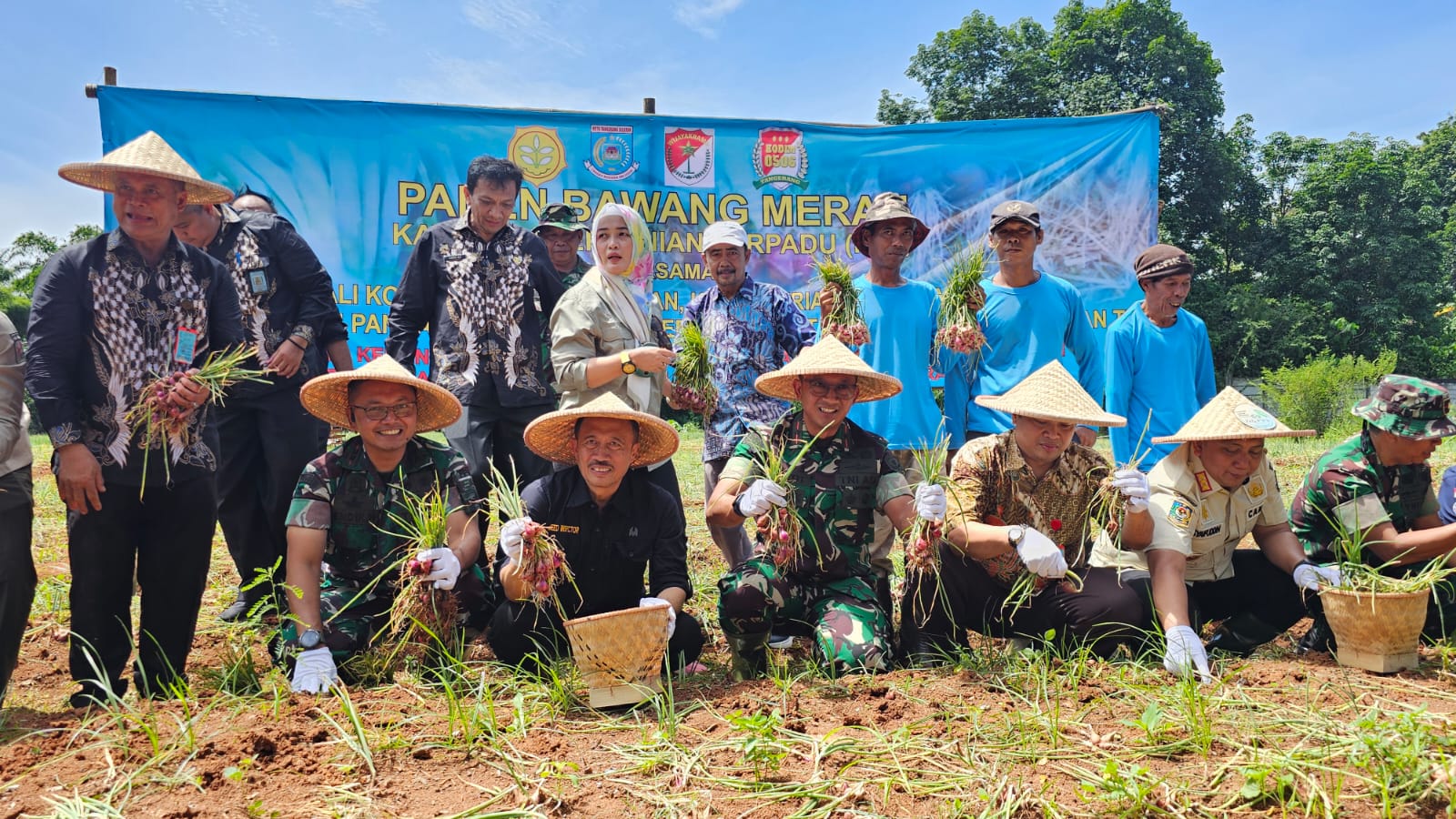 Pertama di Tangerang Selatan, Danrem dan Asda Panen Bawang Merah di Kawasan Pertanian Terpadu