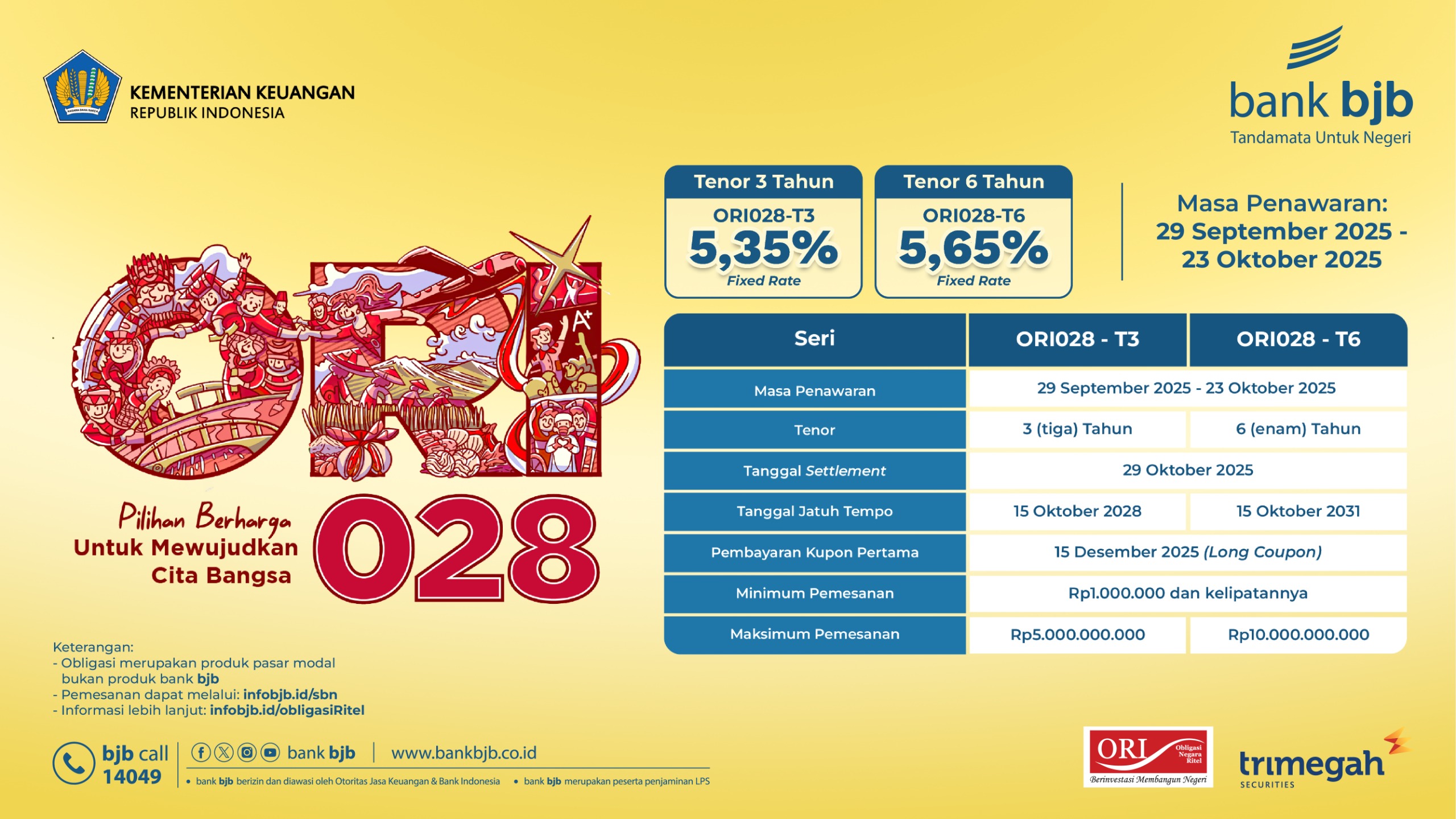bank bjb Permudah Akses Investasi Masyarakat dengan ORI028