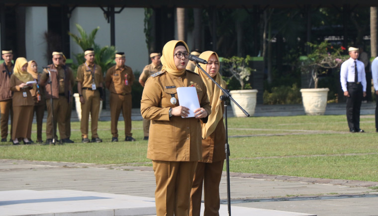 Realisasi Program dan Kegiatan Harus Sesuai Target, Wabup Intan Pimpin Apel Pagi
