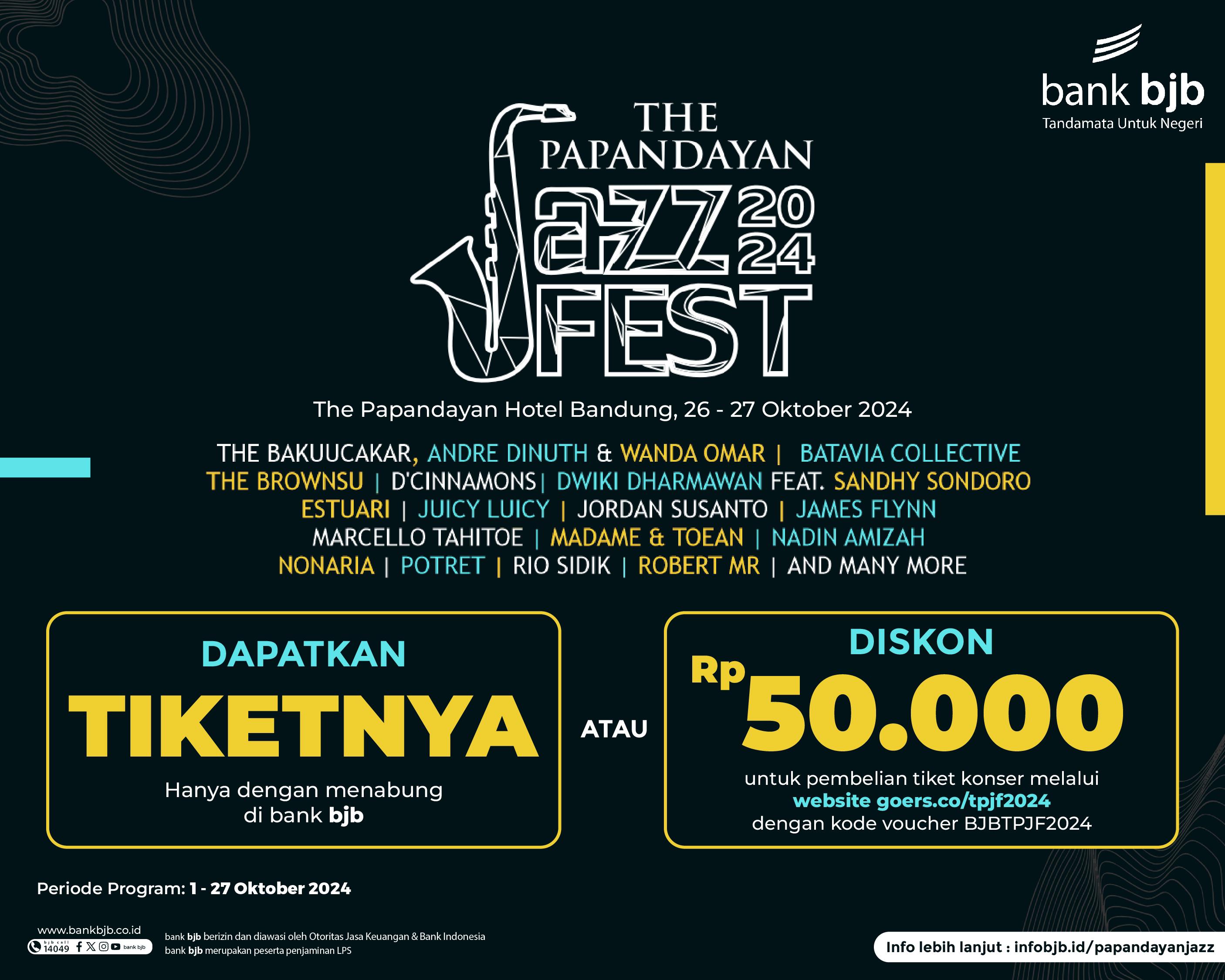 Dukung The Papandayan Jazz Fest 2024, bank bjb Siapkan Program Menabung dan Diskon untuk Dapatkan Tiketnya