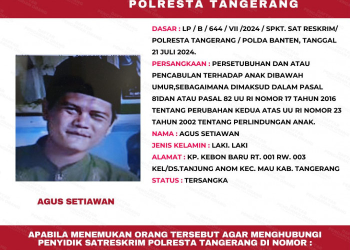 Polresta Tangerang Rilis DPO Kasus Rudapaksa Anak di Bawah Umur