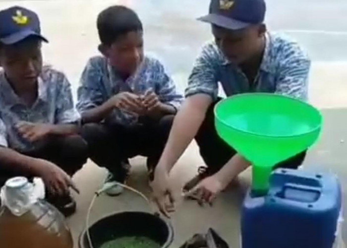 SMPN 1 Sukamulya Buat Pupuk Cair Untuk Merawat Tanaman