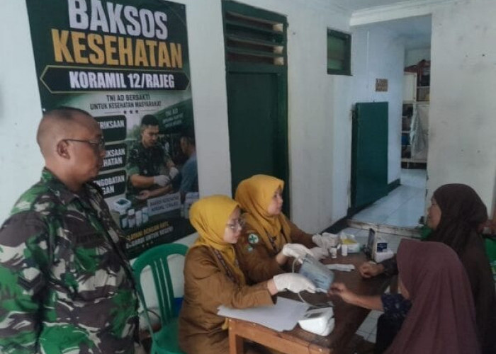 Cek Kesehatan Gratis dan Bagi Sembako Gratis, Koramil 12/Rajeg Gelar Bakti Sosial Warga Sukatani
