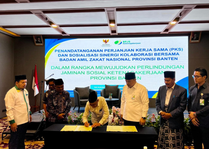 Lindungi Pekerja Rentan dan Mustahik, BPJS Ketenagakerjaan dan Baznas Banten Teken PKS