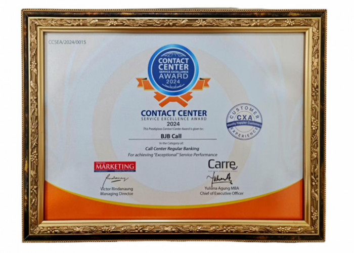 bank bjb Raih Penghargaan Contact Center Service Excellence Award (CCSEA) 2024