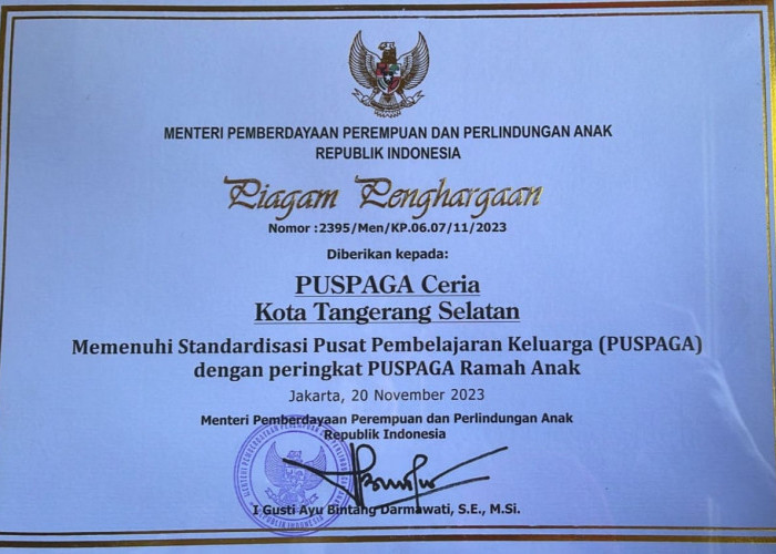 Puspaga di Tangerang Selatan Jadi Pilot Projek Dari Kementerian PPPA Sejak 2016