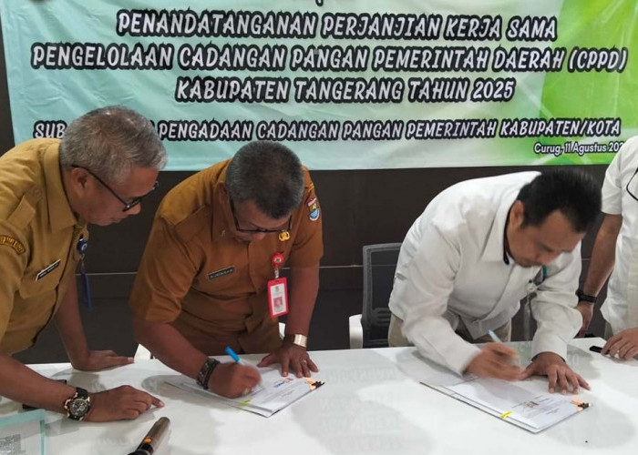 Cadangan Beras Pemkab Tangerang 391,70 Ton, DPKP dan Bulog Teken MoU Pengelolaan Cadangan Pangan