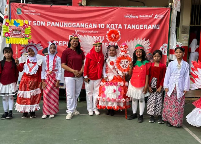 Semarak HUT Ke-81 RI di SDN Panunggangan 10, Karnaval Kostum Daur Ulang 