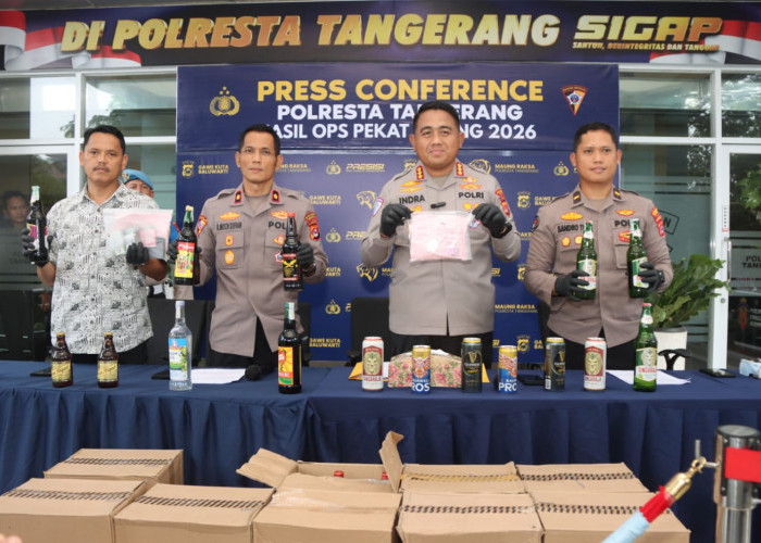 Hasil Operasi Pekat Maung 2026 Polresta Tangerang, Amankan 2.268 Botol Miras dan 10.779 Butir Obat Keras