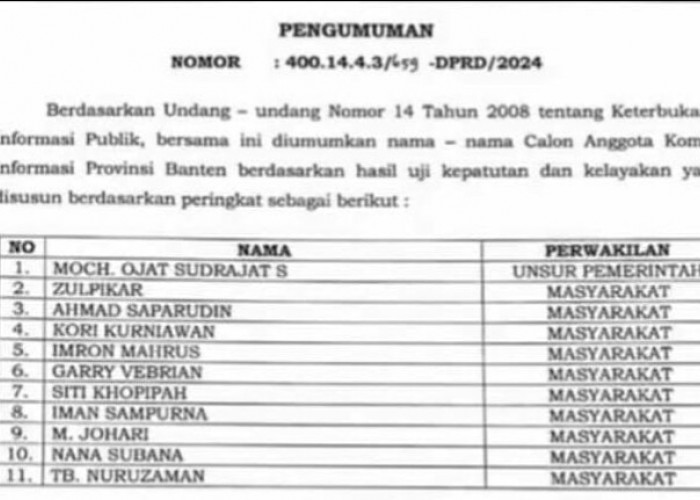 Ketua DPRD Provinsi Banten Disebut Blunder soal Pengumuman Calon Anggota Komisi Informasi