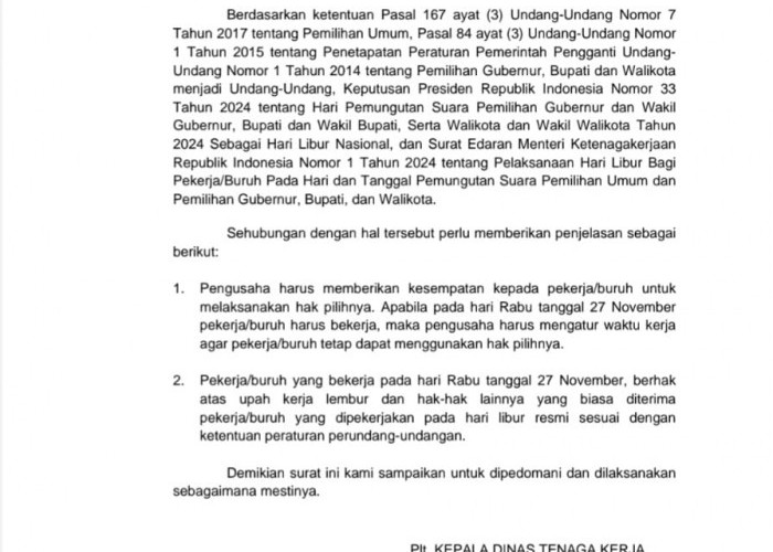 Pemkab Lebak Terbitkan Surat Edaran Libur Bagi Pekerja dan Buruh Dihari Pencoblosan 