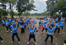 Ratusan Ibu-Ibu Senam Sehat Bareng PWI Tangsel
