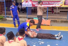 Kegiatan Tagana Masuk Sekolah di SMPN 32 Tangerang, Siswa Dilatih Siaga Bencana