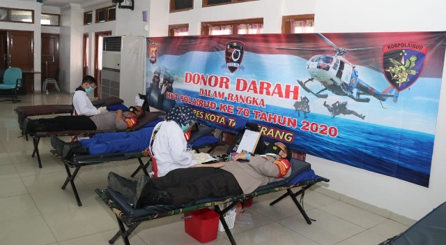 HUT ke-70 Polairud, Ratusan Anggota Polresta Tangerang Donor Darah