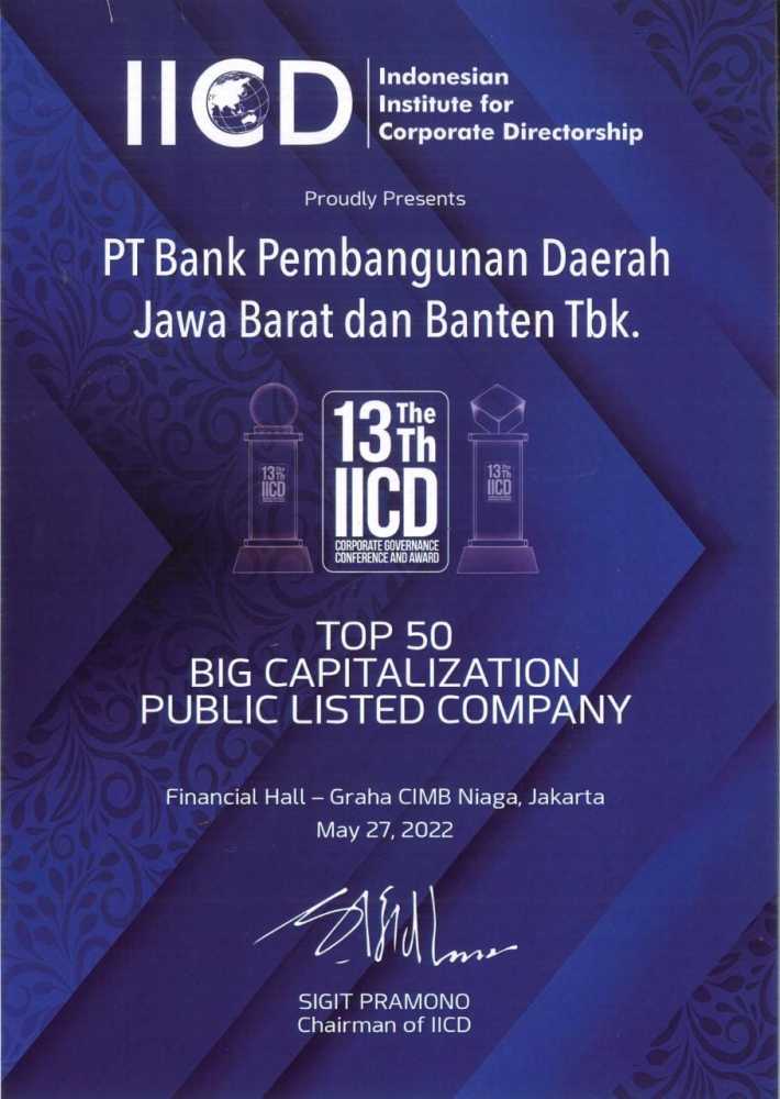 bank bjb Raih Top 50 Emiten di 13th IICD Governance Award