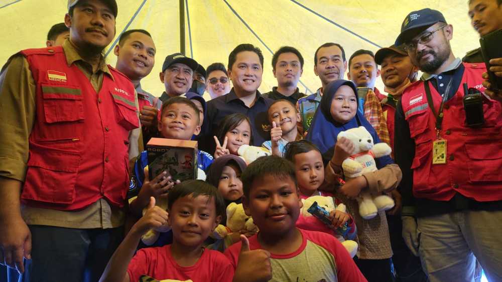 Erick Tohir Trauma Healing Korban Gempa Cianjur