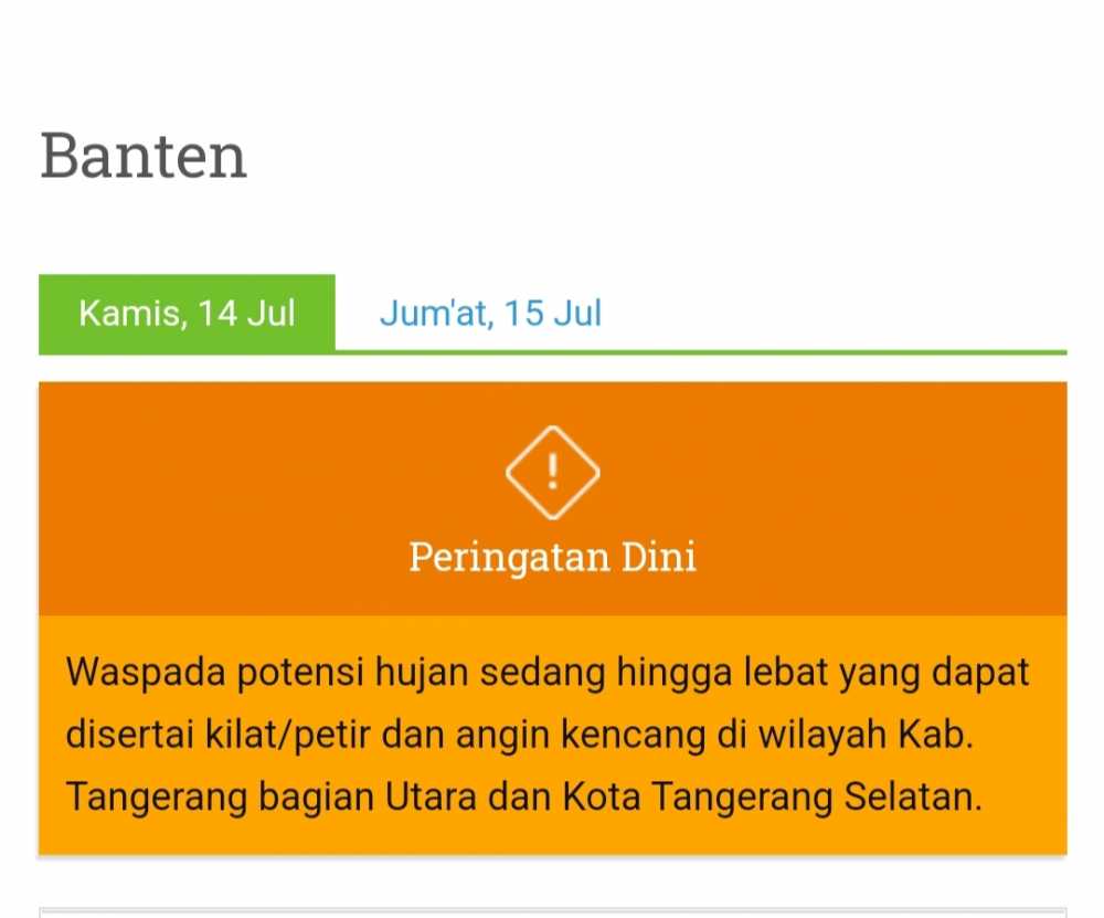 Tangerang Berpotensi Angin Kencang, BMKG Berikan Peringatan Dini