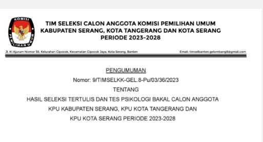 Tim Seleksi KPU Umumkan Hasil Tes Psikotes, Hari Ini Jalani Tes Kesehatan